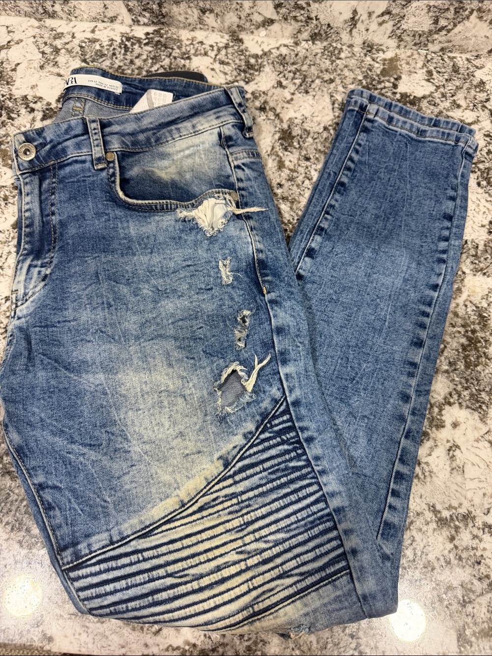 Zara Light Blue Distressed Skinny Jeans
